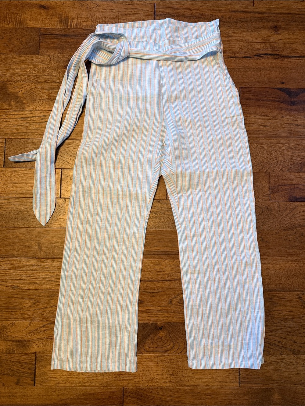 DONNI stripe paperbag belted crop trousers size S